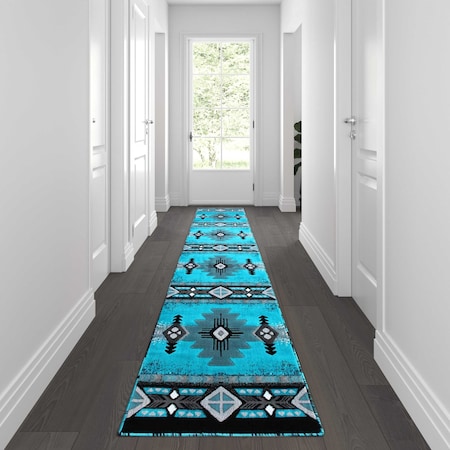 Flash Furniture 2x11 Turquoise Rustic Southwest Style Area Rug ACD-RGC318-211-TQ-GG